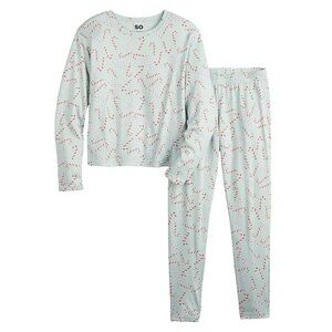 Candy Cane Print Pajama Set Large 10/12